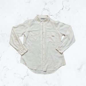 Nexx 100% Silk White Cream Button Down Top Blouse